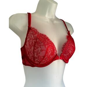 Victoria's Secret Bombshell Unlined Bra 34C Red Front Closure